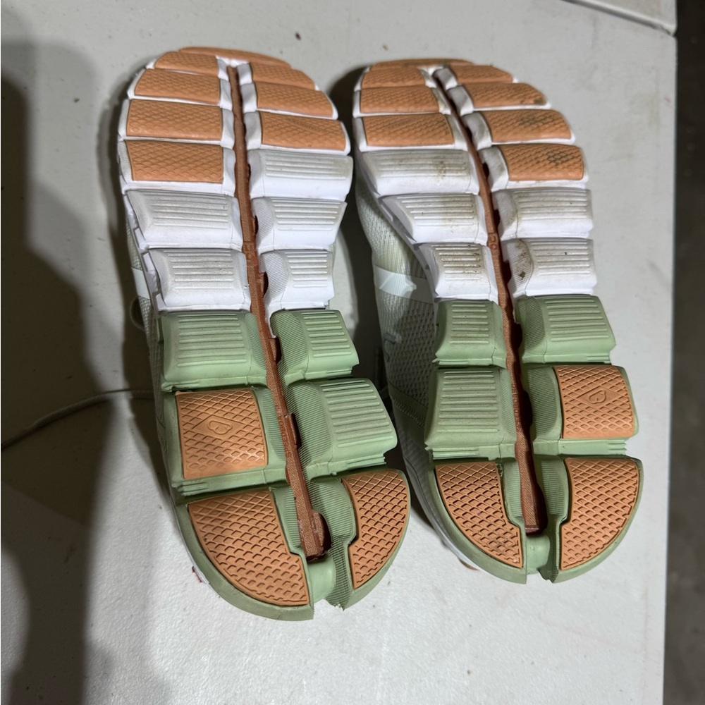 On Running Women's Sneakers in White, Green, and Tan design - Picture 5 of 6